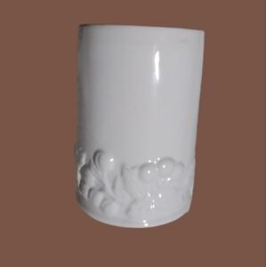 Vtg WCL White Embossed Ceramic Vase